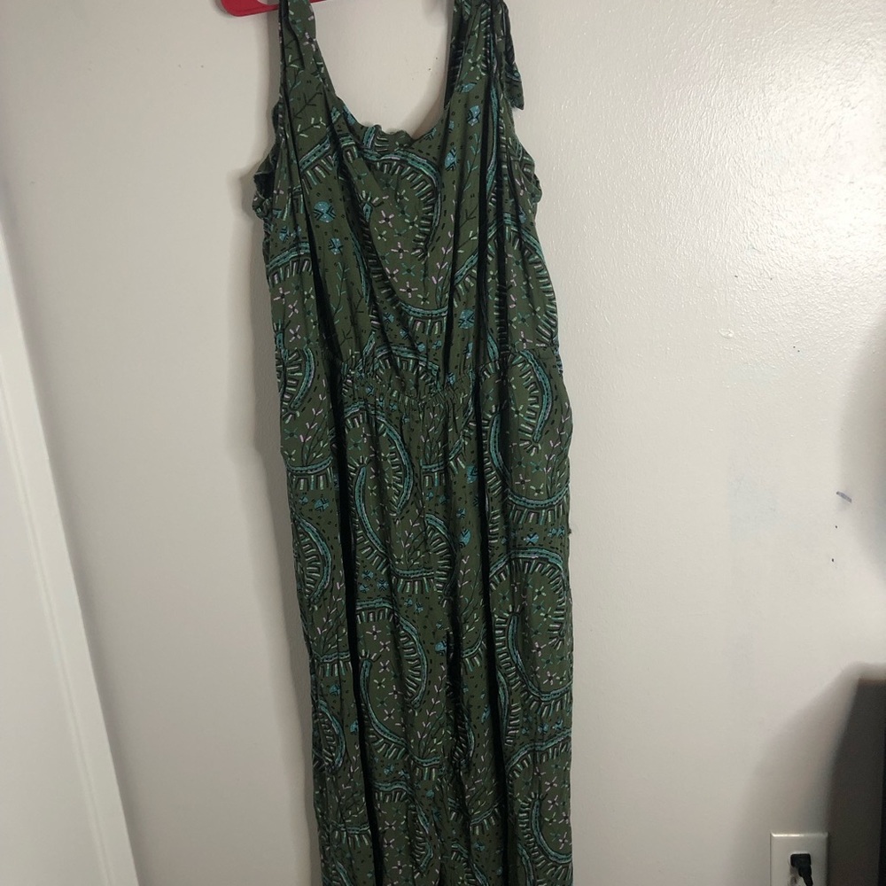 Ava & Viv Green Sleeveless Spaghetti Strap Jumpsuit Plus Size 3X